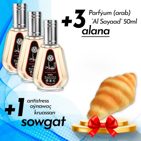 3-li Parfyum "Al Sayaad" 50ml+Antistress kruassan