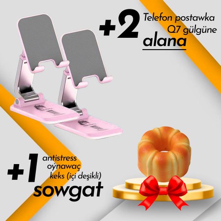 2 Telefon postawka Q7 pink + Antistres keks (uly)